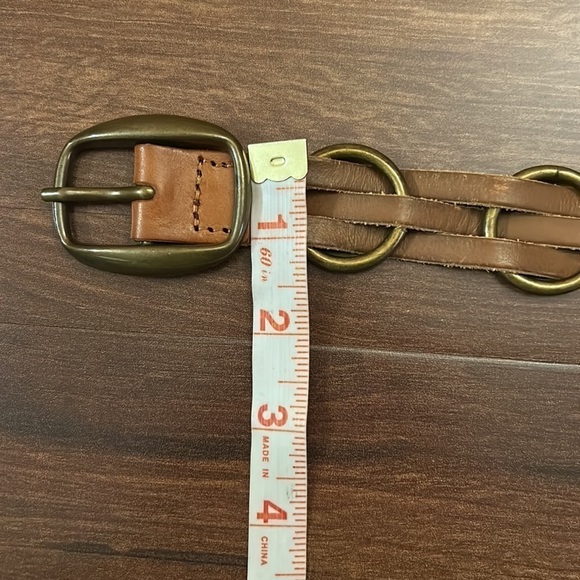 EXPRESS Genuine Leather With Woven Round Metals Belt Size Medium - Picture 6 of 9